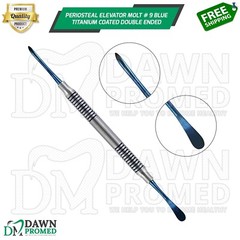 Periosteal Elevator Molt # 9 Blue Titanium Coated Double Ended Dental German Gr