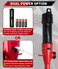 Electric USB Fuel Transfer Pump Battery Powered & Plug-In Power Supply, Portable