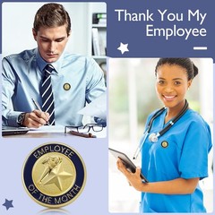 Dingion 24 Pcs Employee of The Month Lapel Pin 24 Count (Pack 1), Silver