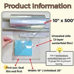 Weiwei – 10″ X 500′ PVC Heat Shrink Wrap Film 75 Gauge Centerfold