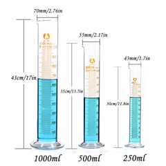 10/25/50/100/250/500/1000mlGraduated Glass Cylinder Test Jar Set For Lab Works