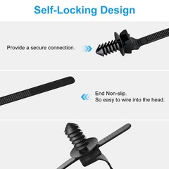 160pcs Push Mount Cable Zip Ties 5 Sizes Self Locking Cable Strap Assortment Kit