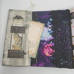 Blue Green Mushroom and Moon Goddess Handmade Junk Journals with Ephemera Folio