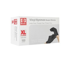 BASIC Medical Synmax Black Vinyl Exam Gloves Latex-Free & Powder-Free X-Large