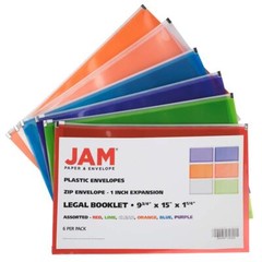 Plastic Envelopes with Zip Closure – Legal Booklet – 9 1/2 x 14 1/2 – Assorte…