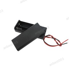 2 Slot AAA Battery Holder Case Box Leads ON/OFF Switch Cover Container 1.5v