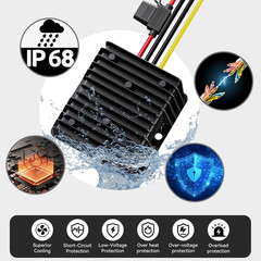 36V 48V to 12V 20A Step down Converter-Golf Cart Voltage Reducer with Fuse|36V 4