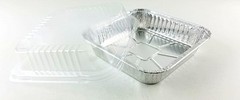 9″ Square Cake Foil Pan w/Clear Dome Lid 25 Sets -Disposable Aluminum Baking Pan