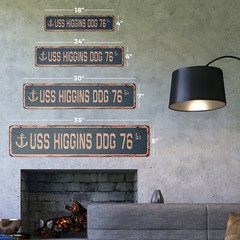 USS HIGGINS DDG 76 Vintage Street Sign us navy ship veteran sailor rustic gift