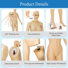 PP Female Mannequin Realistic Display Head Turns Dress Body Form Show Model
