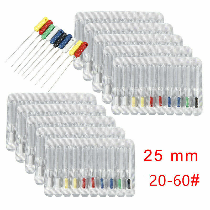10 Pack Dental Stainless Steel Nerve Barbed Broaches 25mm Needles Handle 20-60#