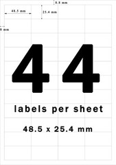 Amazon FBA 44-UP Labels White 48.5 x 25.4 mm on A4 – 100 Sheets – 4400 Labels