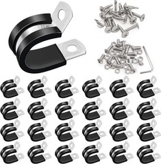 50PCS 3/8 Inch Cable Clamps 304 Stainless Steel Rubber Cushion Insulated Wire Cl