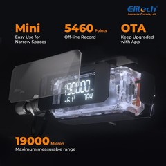 Wireless Digital Vacuum Gauge 0-19000 Micron HVAC Rechargeable Elitech VGW-Mini