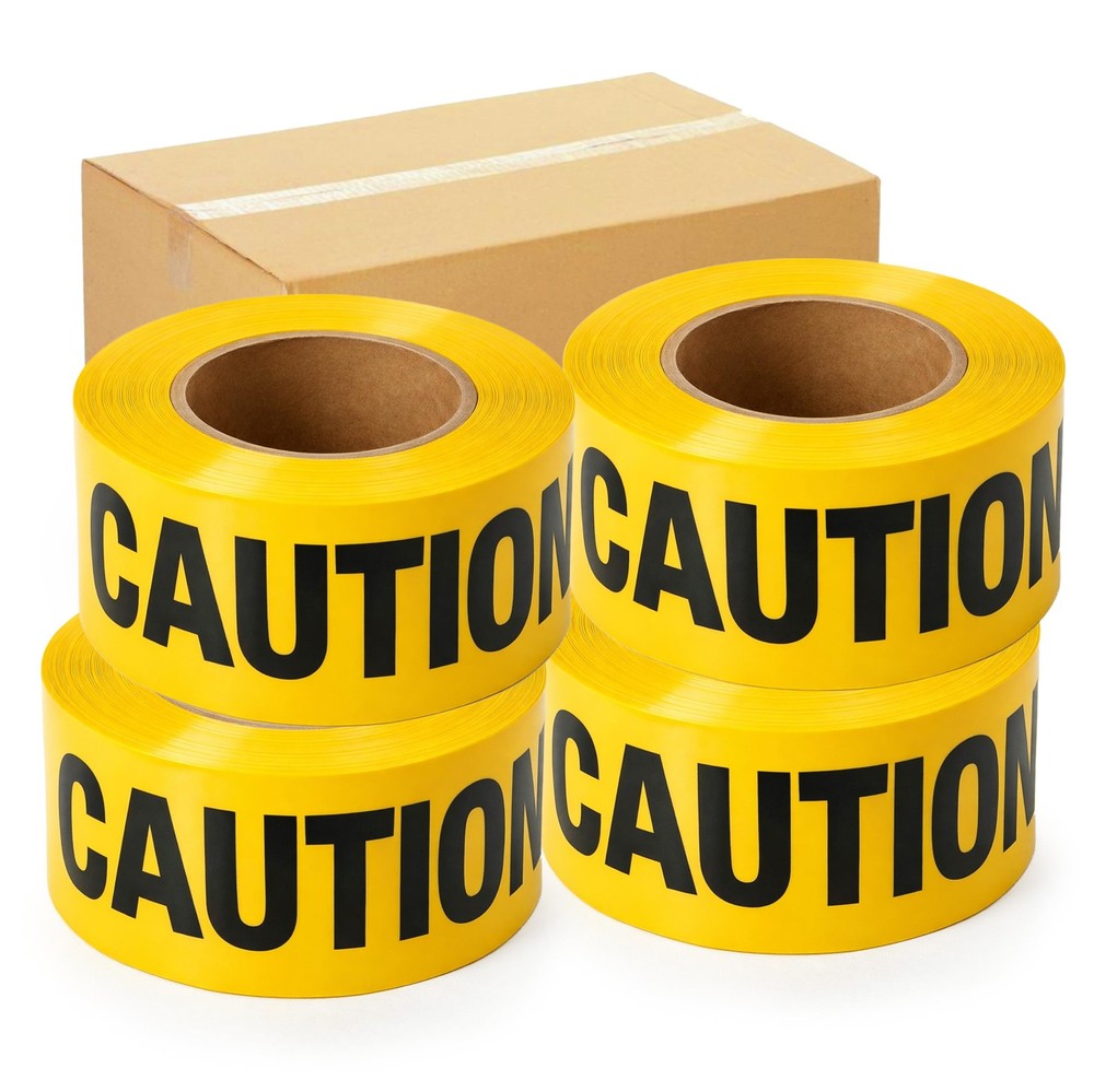 4 Pcs Yellow Caution Tape Roll Bulk, 3in wide X 4000ft (pack of 4, 1000ft eac…
