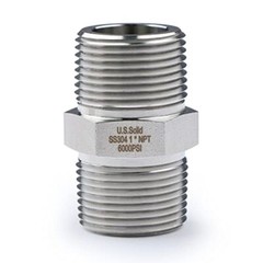 U.S. Solid 1pc Stainless Steel Pipe Fitting Hex Nipple MNPT 1″ x MNPT 1″