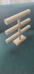 Beige Matte 3-Tier T-Bar Bracelet Jewelry Display Stand With Base