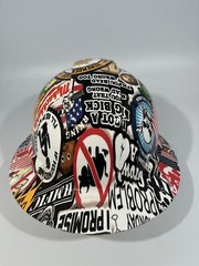 New Full Brim Hard Hat Custom Hydro Dipped CONSTRUCTION BAD ASS STICKER BOMB