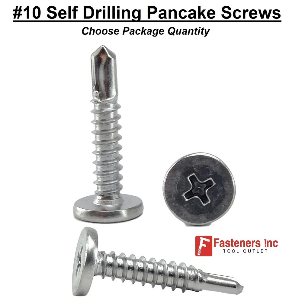 #10 Phillips Pancake Head Self Drilling TEK Screws Zinc Plated (Choose Size)