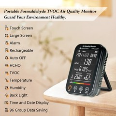 Portable Indoor Air Quality Tester HCHO TVOC Meter with Temp Humidity 2000mAh US