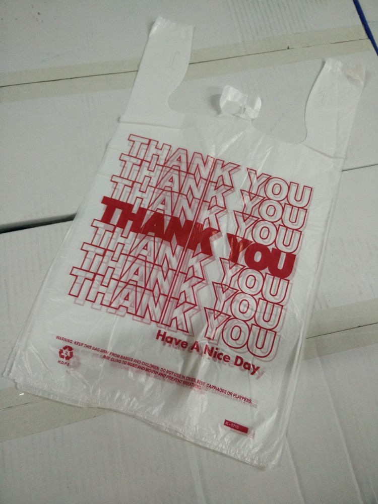 500 PCs 1/6 T-Shirt Bag Thank You Plastic Retail Carry Out Bags 11.5″x6″x21″