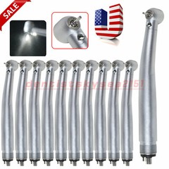1-10 Dental LED Fiber Optic Turbine Handpiece E-generator 4hole Triple Spray UDM