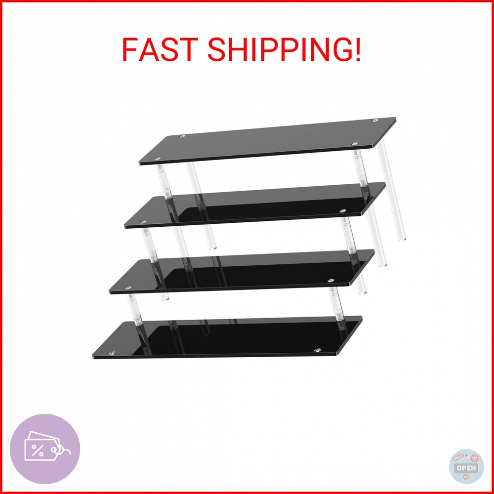 4 Tier Acrylic Display Risers, Black Perfume Organizer Stand, Large Cupcake Stan