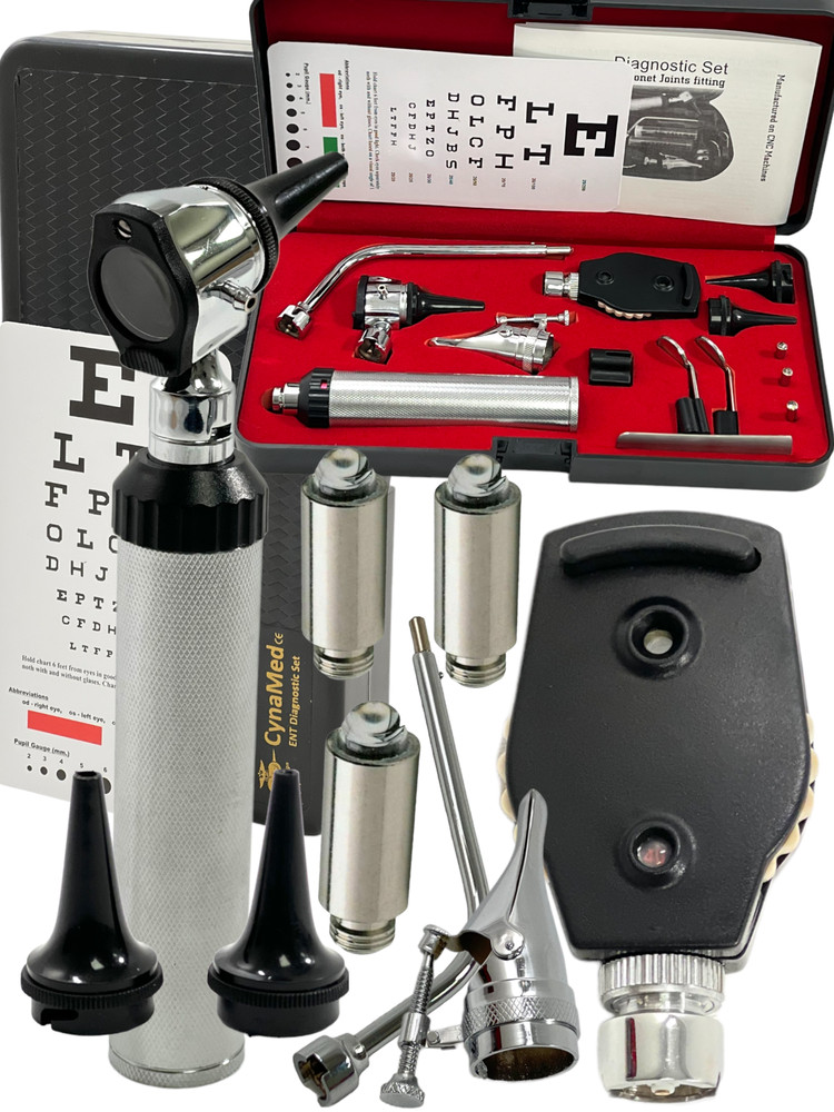 NEW ENT Opthalmoscope Ophthalmoscope Otoscope Nasal Diagnostic Set Kit + 3 BULB