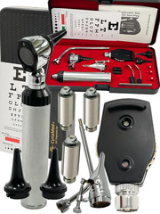 NEW ENT Opthalmoscope Ophthalmoscope Otoscope Nasal Diagnostic Set Kit + 3 BULB