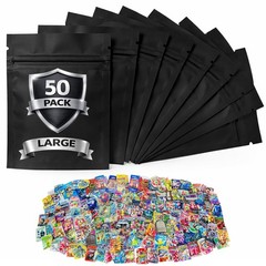 50 Pack 28g Mylar Bags Assorted Designs Smell Proof 1oz Resealable Zip Pouches