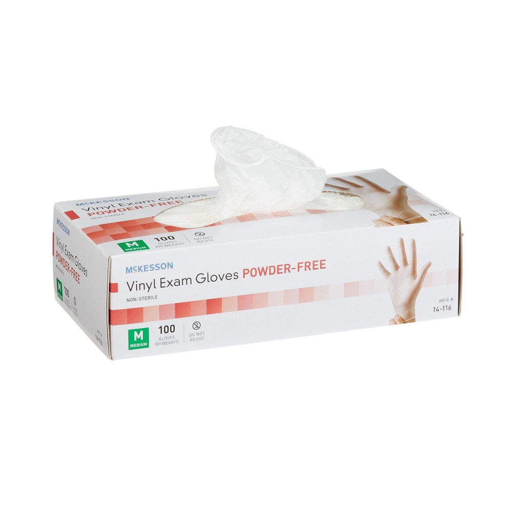 McKesson Vinyl Exam Glove Standard Cuff Length MEDIUM 1000 per Case