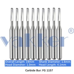 Vakker 10pc Dental Carbide Burs FG 1157 Friction Grip High Speed Bur