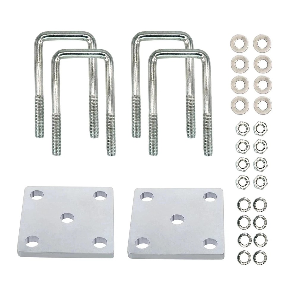 2PCs Square U-Bolt Kit for 2×2 Axle Boat Trailer Leaf Springs 4-3/4″ Long 2 Pack