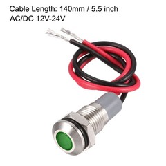 AC/DC 12V-24V 8mm Signal Indicator Lights Metal Shell for Industry Green LED