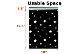 10″x13″ Designer Poly Mailers,Stars Self Adhesive Shipping Bags 20-200 Assorted