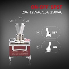 Heavy Duty Red Aircraft Toggle Switch w/ Safety Guard, 20A 12V/120V SPST Auto