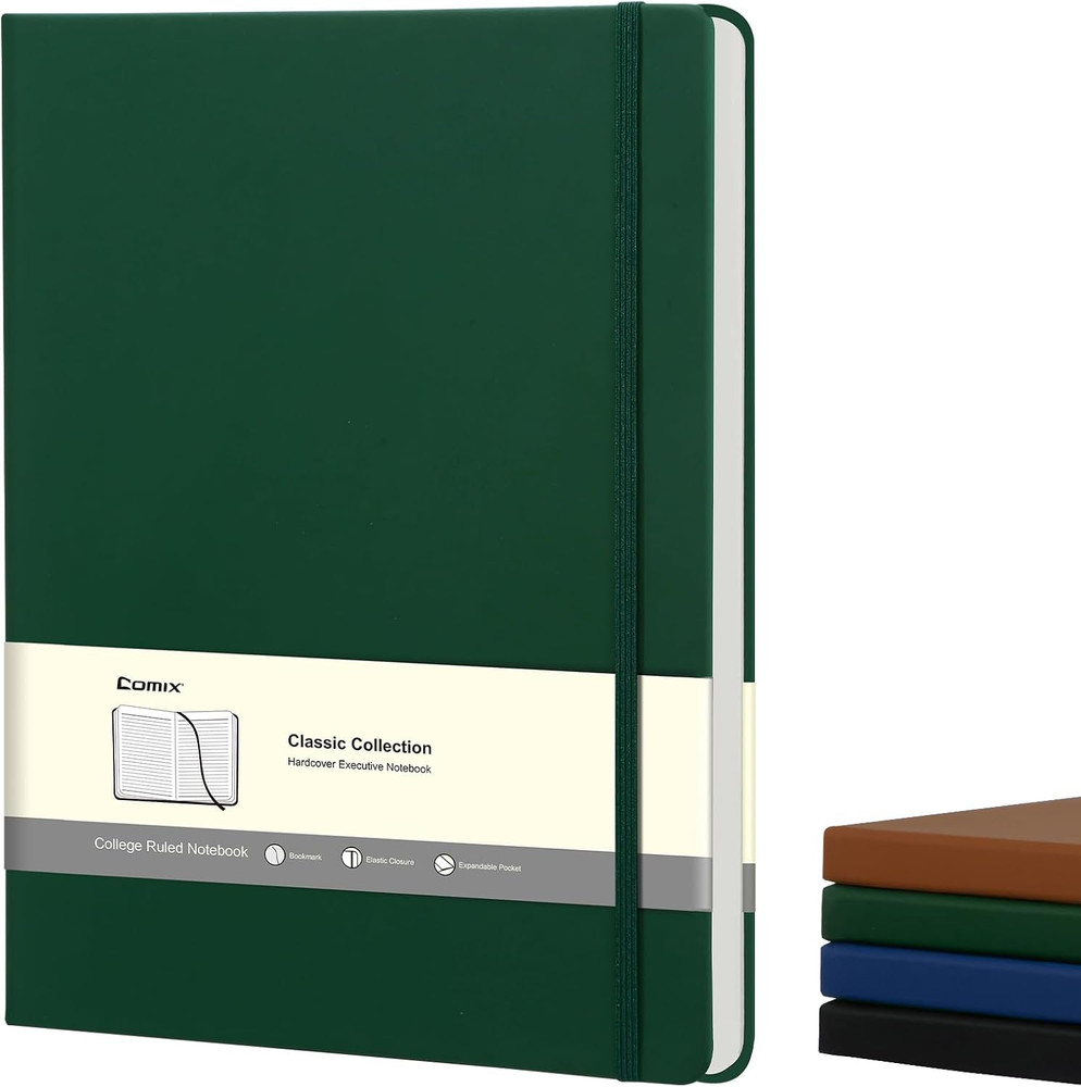 A4 Lined Journal Notebooks, 208 Pages, Large Size-8.5″ X 11″, Dark Green, Hardco