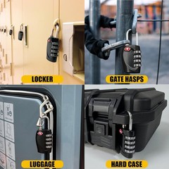 2 Pack TSA Approved Gun Case Locks for Pistol Cases, 4 Digits 2 Pack, Black