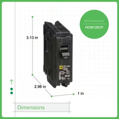 Homeline 20 Amp One-Pole Circuit Breaker HOM120CP, Square D Breakers 120/240 VAC