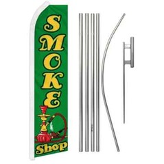 Smoke Shop Swooper Advertising Flag & Pole Kit (Green)