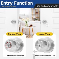6 Pack Keyed Entry Door Knob with Lock and Key, Exterior and Interior Door Kn…