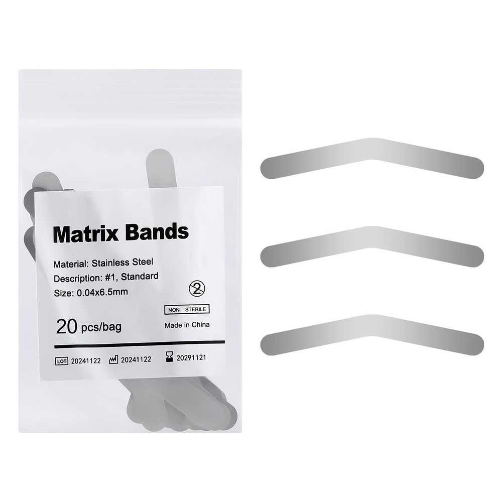 20pcs Dental Matrix Bands Stainless Steel Tofflemire Large Curvature Restoration