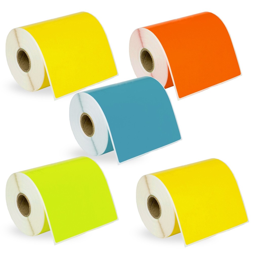 DYMO 1744907 COLOR 4XL 4×6 – 5 Rolls – 2 each: YELLOW 1 each: BLUE GREEN ORANGE