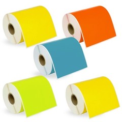 DYMO 1744907 COLOR 4XL 4×6 – 5 Rolls – 2 each: YELLOW 1 each: BLUE GREEN ORANGE