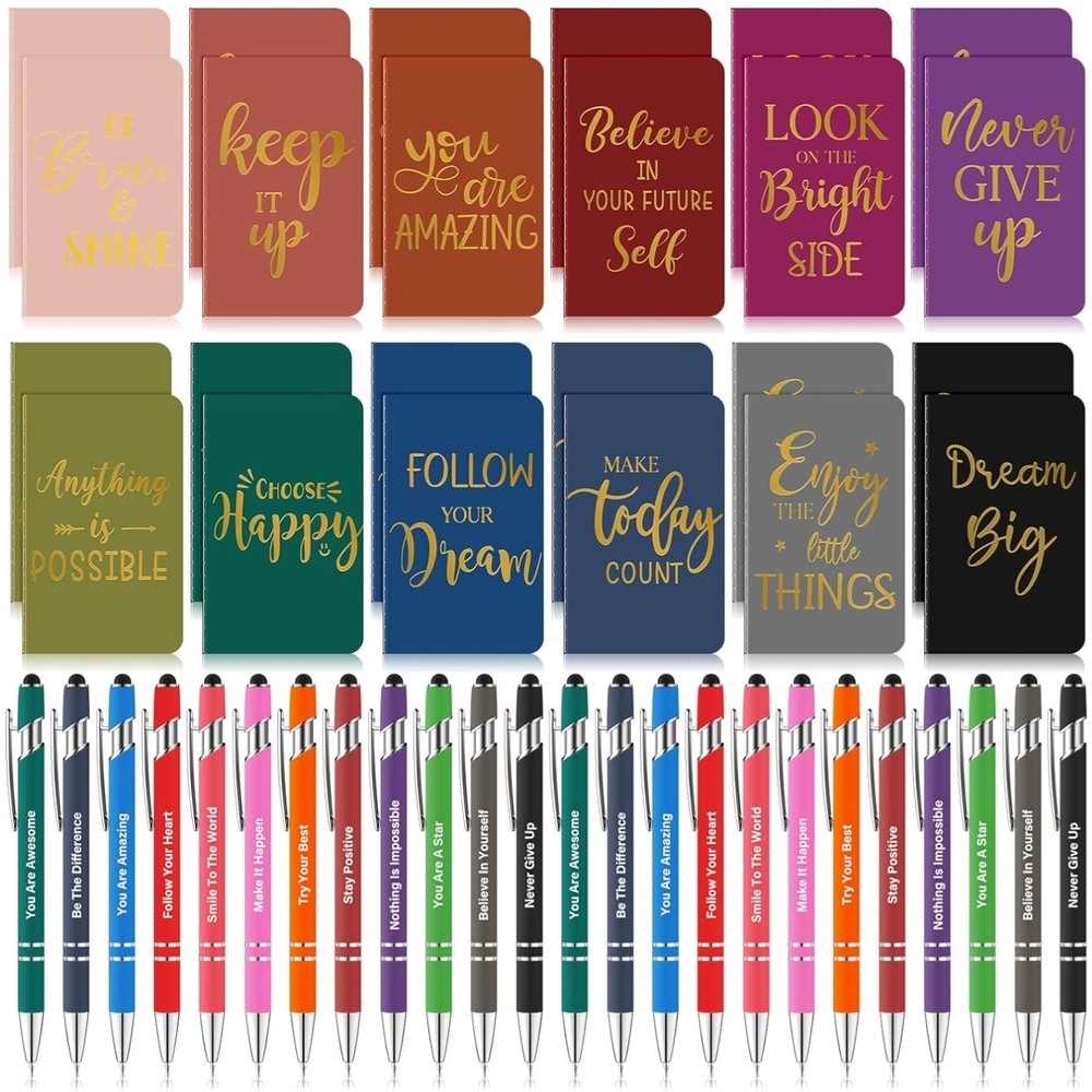 Colorful Inspirational Notepads and Pens Set, 96 Pcs