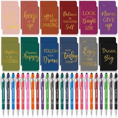 Colorful Inspirational Notepads and Pens Set, 96 Pcs