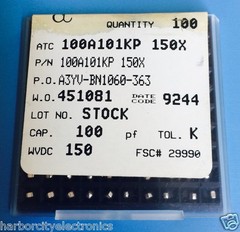 100x 100A101KP150X AMERICAN TECHNICAL CERAMICS RF MICROWAVE CAP 100PF 150V 10%