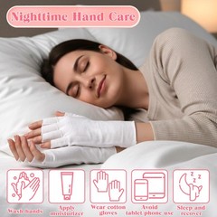 6 Pairs Eczema Gloves White Fingerless Gloves Cotton Glove for Dry Hands Slee…