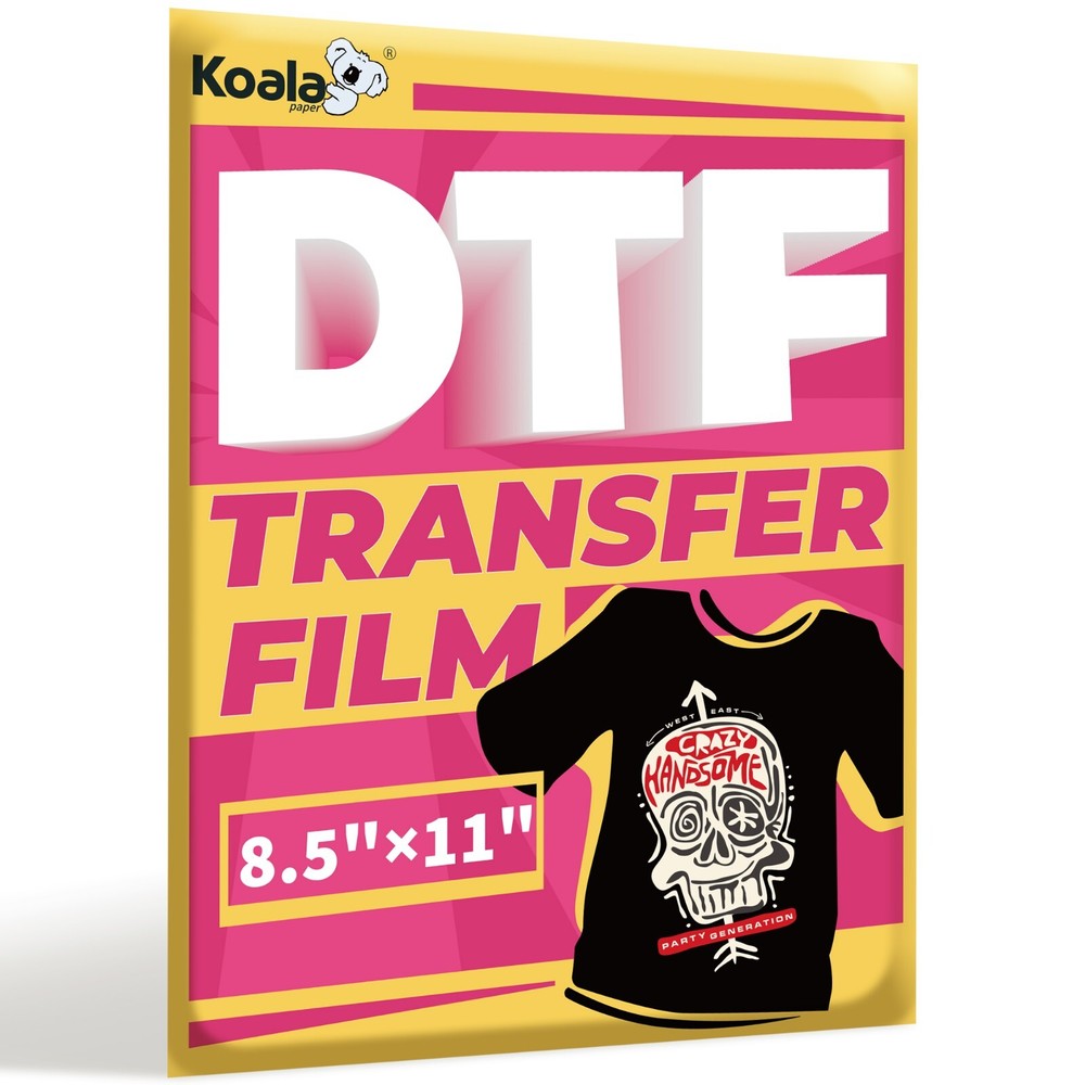 KOALA Direct to Film 8.5×11 DTF Transfer Paper Film 50 Sheet Dark T-shirt Fabric