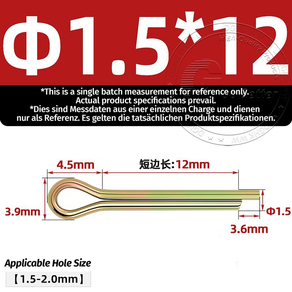 1mm 1.5mm 2mm 2.5mm 3mm – 12mm Split Pins Clevis / Cotter Pin DIN 94 Zinc-plated